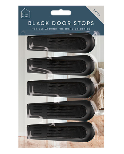 Black plastic door stops - black,