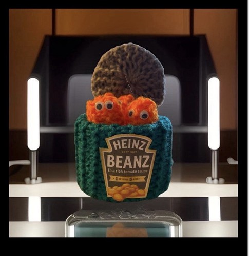 Hand knitted heinz baked beans - hand,