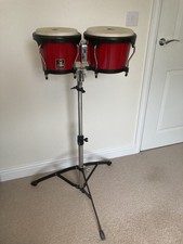 Latin Percussion Aspire Wood Red Bongos with TOCA Percussion Stand