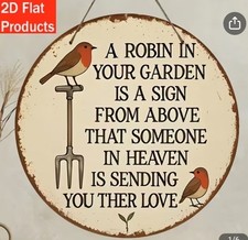 Robin in Your Garden Wooden Sign – Memorial Remembrance Gift Wall Plaque 20cm