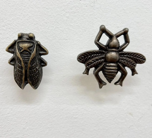Wall hook insect - antique, brass