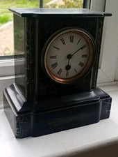 ANTIQUE FRENCH SLATE/ MARBLE MANTEL CLOCK # working#
