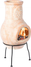 Beige Clay Chiminea Fire Pit