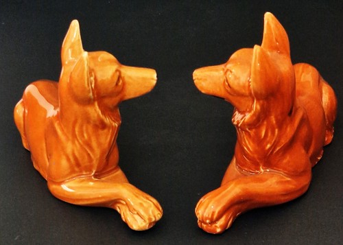 Vintage ceramic alsatian dogs - alsatian,