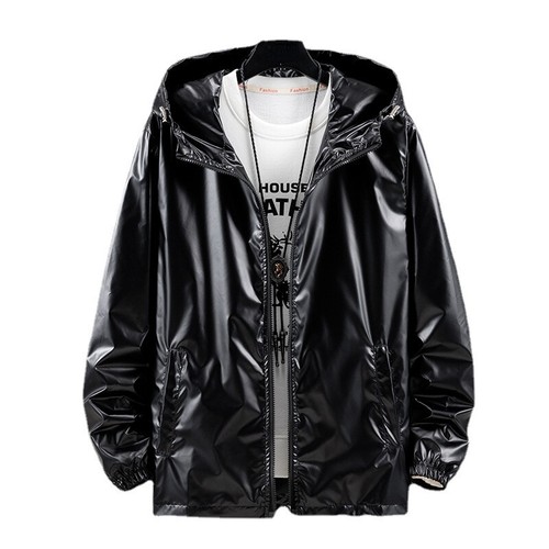 Unisex shiny jacket hooded men - jacket,