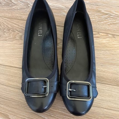Vaneli black leather ballet - black,