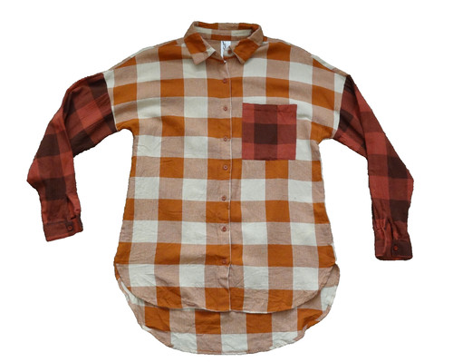Plaid oversized shirt orange