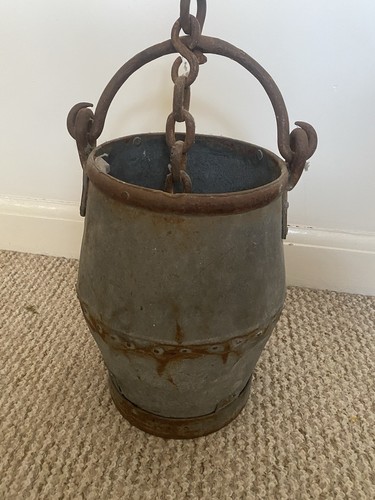Vintage galvanised well pail - galvanised,