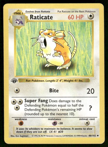Pokemon cards raticate - cards, 40/102
