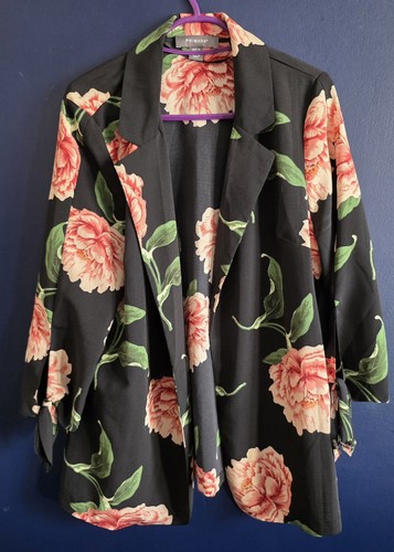 Ladies black floral blazer - ladies,