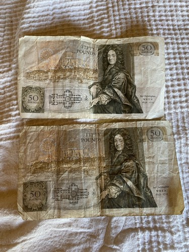 Old fifty pound note bank - old,
