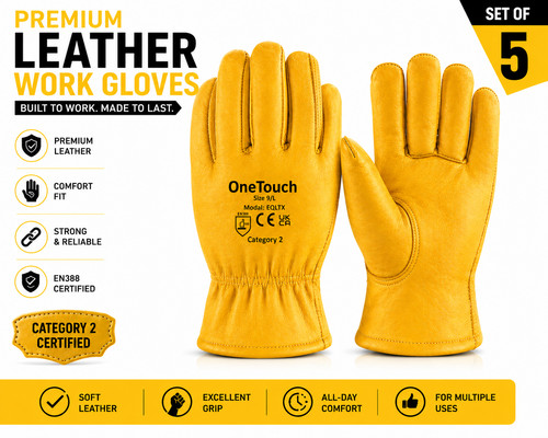 Yellow leather gardening work - leather,