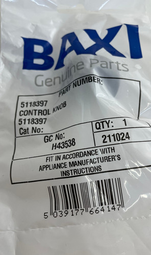 Baxi control knob 5118397 - baxi,