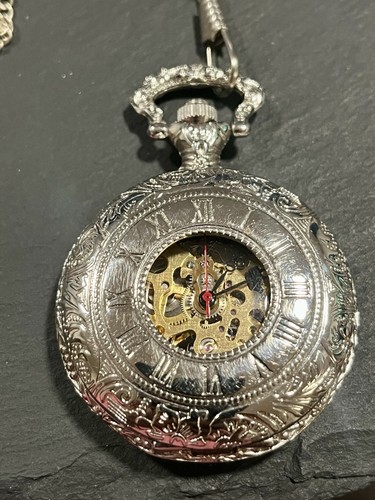 Silver tone pocket watch - silver,