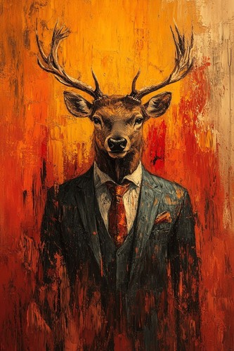 Stag animal wearing suit - wearing, a