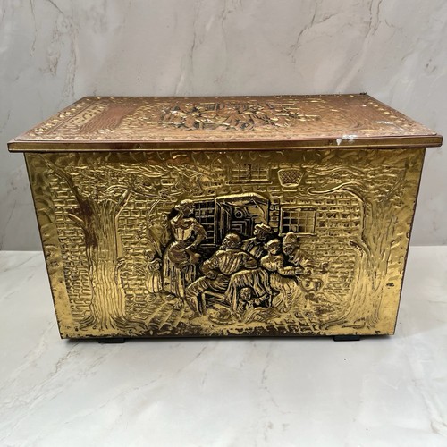 Embossed brass coal fireplace - embossed,