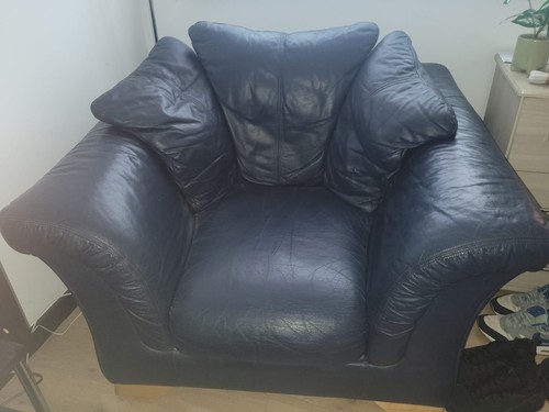 Leather armchair blue - leather,