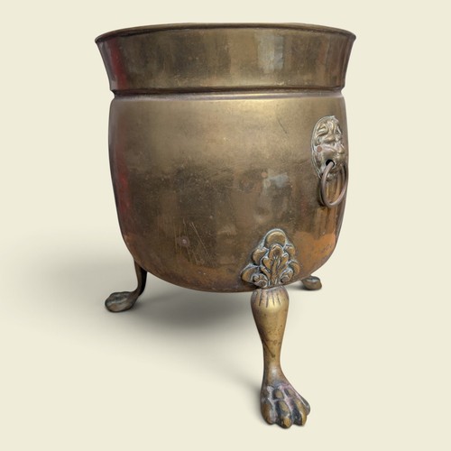 Vintage brass cauldron planter - cauldron,
