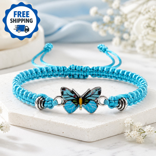 Butterfly braided bracelet - butterfly,