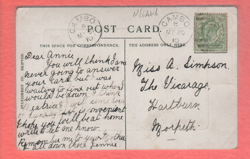 Cambo northumberland postmark - cambo,
