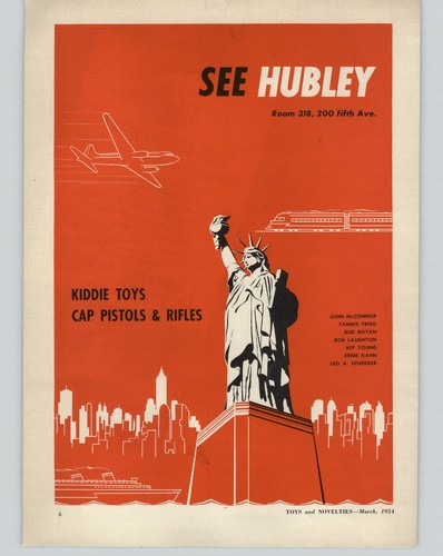 1954 paper hubley toy - ad,