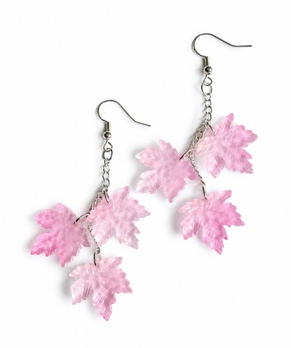 Pink glass maple - maple, dangle