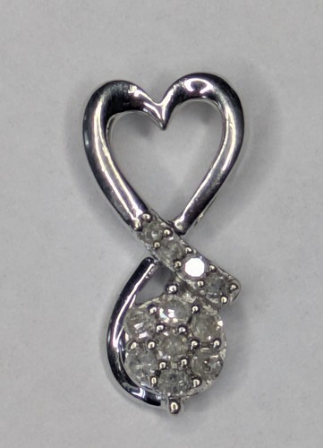 9ct white gold diamond pendant - diamond,