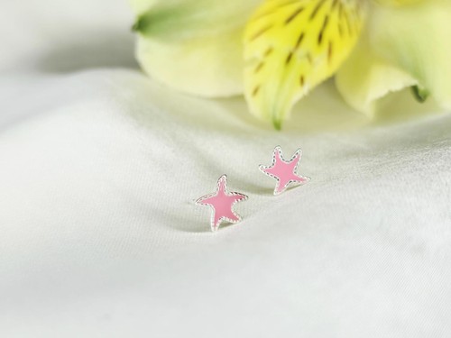925 silver earrings - , pink