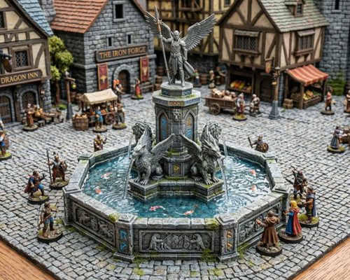 Town fountain tabletop - town, games