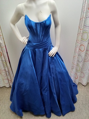 Strapless satin royal blue - satin,