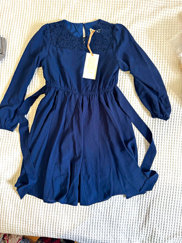 Zara blue embroidered - zara, belted