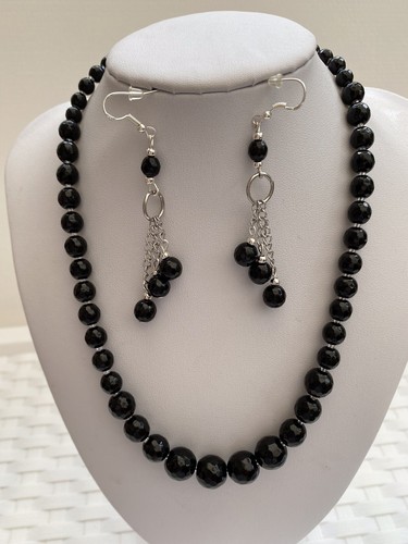 Onyx black natural faceted - onyx,