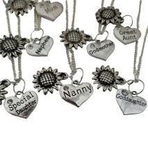 SILVER NECKLACE Sunflower Family Charm Pendant Gift + Bag * Huge Choice *