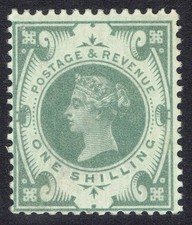 GB QV SG211 - 1s DULL GREEN - 1887 JUBILEE ISSUE - MH FINE MINT - cv £275