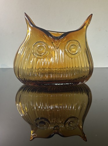 Mcm art glass - hand, amber