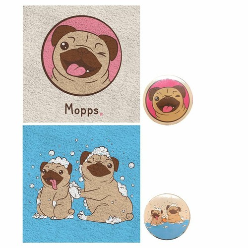 Xmas kids pug dog - pups, magic