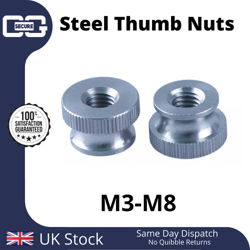 Carbon steel knurled thumb - steel, nut