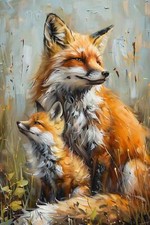FOX AND CUB CANVAS PICTURE