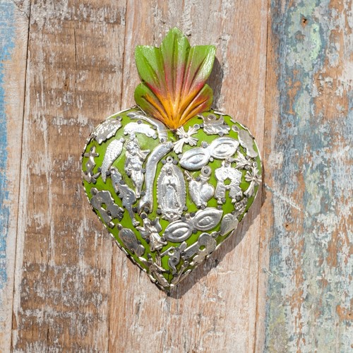 Mexican wooden milagros - mexican, heart