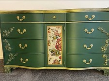 Refinished Vintage green roses