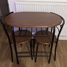 Kitchen Small Table and 2 Chairs Rustic Metal Compact Breakfast Dining Bar Set