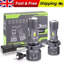 2X RHD H4 9003 Bi-LED Projector Lens Headlight Retrofit Hi-Lo Bulb 50000LM 100W