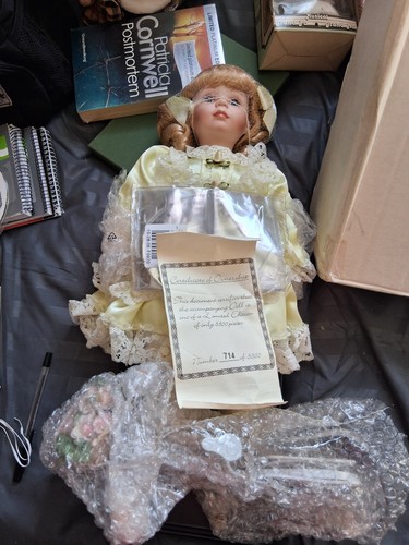 Porcelain doll with bike - doll,
