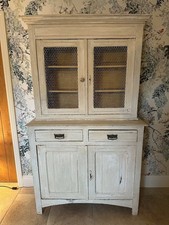 Shabby Chic French Dresser In Distressed Off White With Mesh Doors