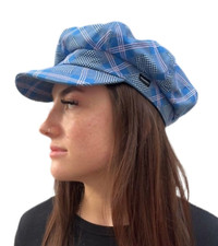 Baker Boy Hat Blue Pink Check