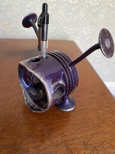 Unusual blue metal penholder - unusual,