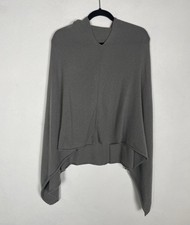 Women’s 100% Cashmere Poncho Dark Grey Soft Knit *FAULT* Le Grand Comptoir
