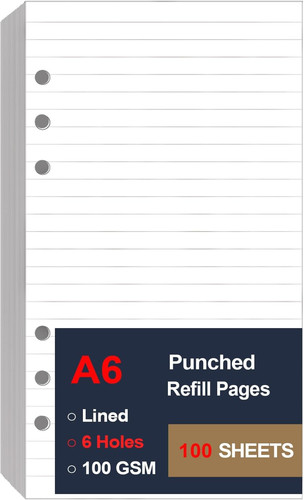 Lined paper refill ring - paper, 6
