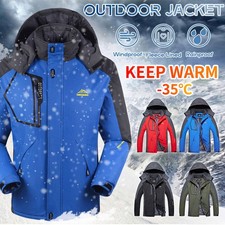 Men's Mountain Waterproof Ski Snow Jacket Windproof Fleece Outdoor Winter Coat