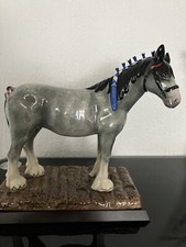 Royal Doulton Clydesdale Horse Figure On Wooden Plinth